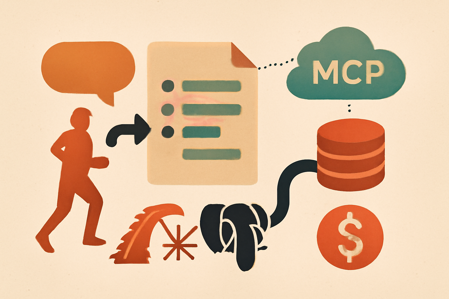 An abstract illustration to accompany a software project called “Workout.chat”. The project: Log a workout by describ...