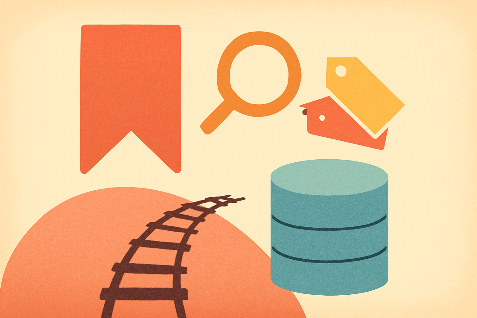 An abstract illustration to accompany a software project called “bookmark.free”. The project: Keep your links — a boo...