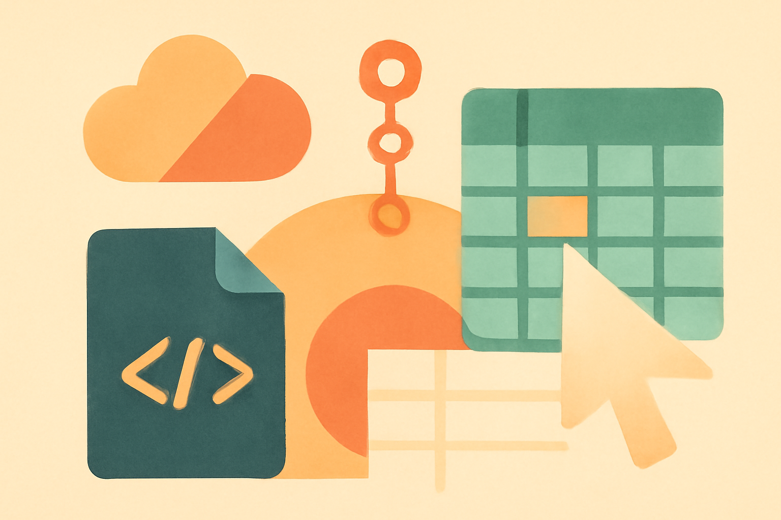 An abstract illustration to accompany an article titled “How to Read and Write to a Single Cell Using PHP and Google ...