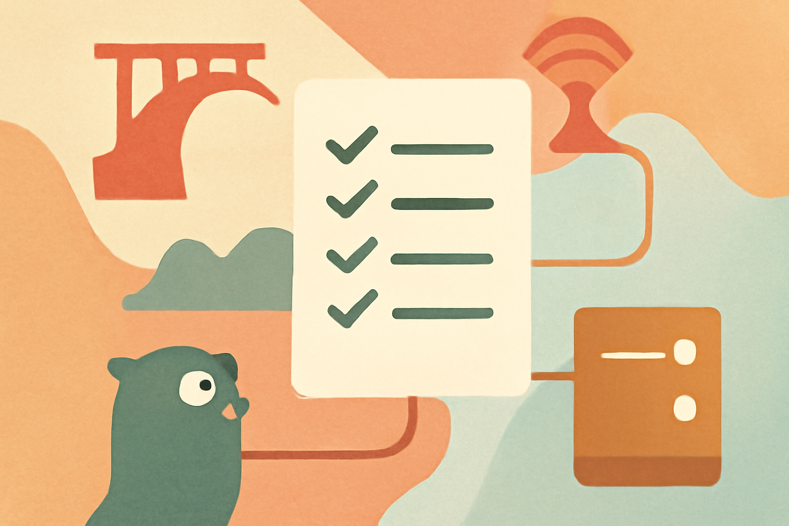 An abstract illustration to accompany a software project called “Free Todo List”. The project: A todo list with no si...